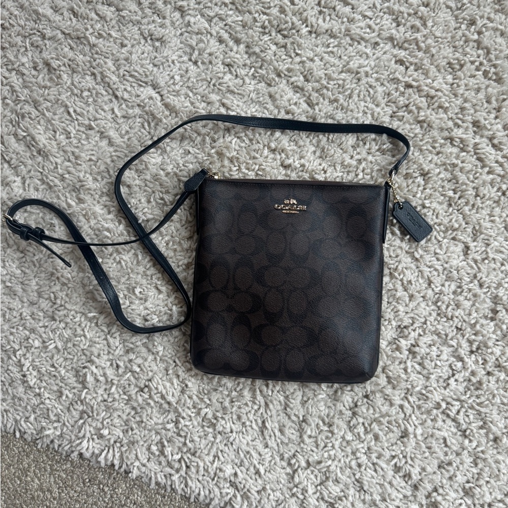 Coach Women's Brown & Black Crossbody Leather Handbag Purse